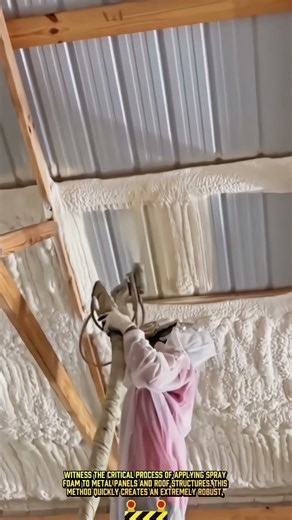 Applying Spray Foam Insulation to Metal Roof Panels for Thermal Protection #dailywork