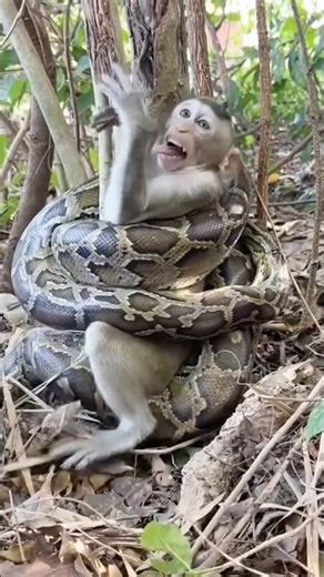 Python Attacks Monkey – Shocking Wildlife Moment 😱 #WildAnimals #JungleLife