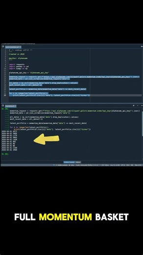 Pull a Live Momentum Portfolio in Under a Minute (Python + API) #quant #algotrading