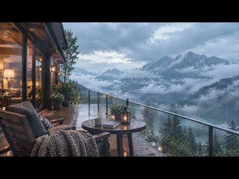 Warm Cabin & Mountain Views 🏔️🎷 | Cozy Jazz for Relaxation