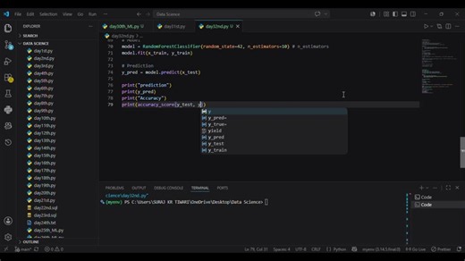 #day32 #datasciencejourney #machinelearning #decisiontree #randomforest #confusionmatrix #precision #recall #f1score #scikitlearn #python #datascience #learninginpublic #studentdeveloper #github | Suraj Tiwari