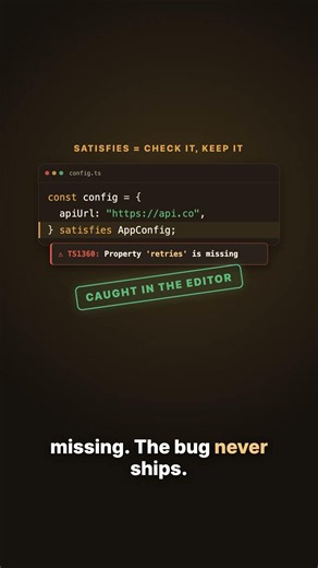 TypeScript satisfies vs as — the cast that ships bugs