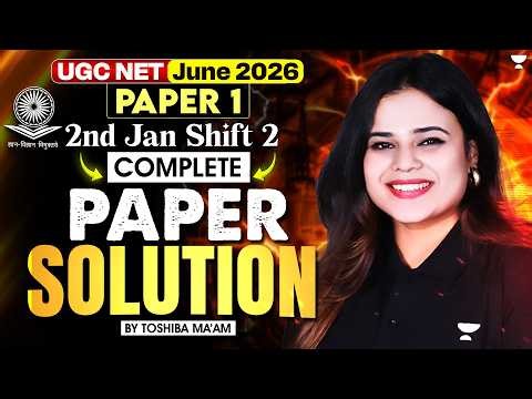 UGC NET Paper 1 (2nd Jan 2026) Paper Solution | UGC NET Paper 1 June 2026 | UGC NET Paper 1 |Toshiba