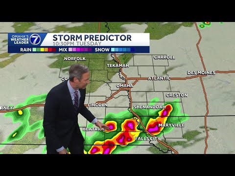 Storms tonight mainly south of Omaha