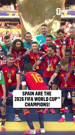 SPAIN LIFTS THE TROPHY AFTER WINNING THE 2026 FIFA WORLD CUP FINAL