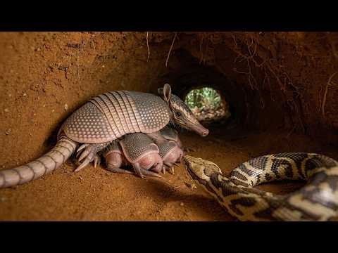 The Mother Armadillo Detects the Predator Before It Reaches Her Young