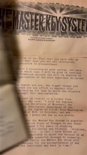 Found part of the original The Master Key System Correspondence Course by Charles F. Haanel