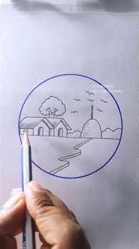 Easy Village Scenery Drawing with Pencil | Simple Landscape Sketch Tutorial
