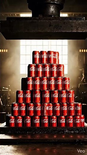 100 Coca-Cola Cans vs Hydraulic Press! 🥤💥