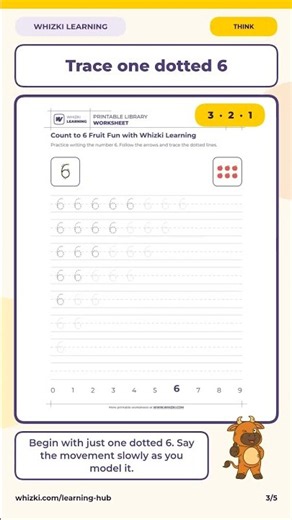 Kindergarten Math Worksheets: Count to 6 Fruit Fun