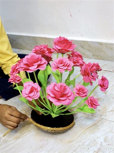 Beautiful Rose flower Bouquet craft 😱👉 #flowerboquet #rose #diy | Click For Craft