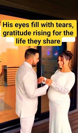 Emotional First Look: Groom Cries Seeing His Pregnant Bride in Her Wedding Dress #shorts