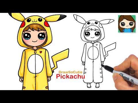 How to Draw Cute Girl in Pikachu Onesie | Pokemon Cosplay