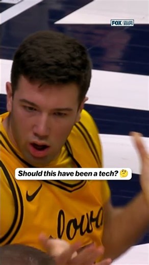 Iowa's Alvaro Folgueiras and Bucknell's Jayden Williams received technical fouls after this play
