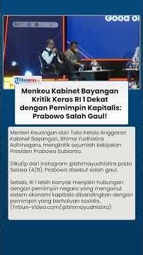 Menkeu Kabinet Bayangan Kritik Keras RI 1, Singgung Pemimpin Kapitalis Prabowo Salah Gaul