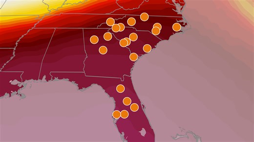 Heat to be driven out of Southeast by incoming cold front