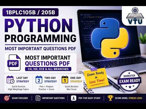 Python Programming (1BPLC105B/205B) | Most Important Questions PDF | VTU Exam 2026 | VTU Made Easy