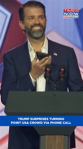 US President Trump Surprises Turning Point USA Crowd By Phone Call During Trump Jr's speech #DonaldTrump #USPresident #usa | TIMES NOW