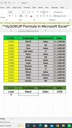 VLOOKUP Formula in Microsoft Excel.