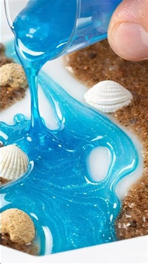 Pouring Turquoise Resin Coasters 🌊 Satisfying Beach Epoxy DIY