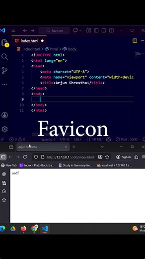 Place Favicon at Title using HTML #favicon #icon #htmlcss #html #Title