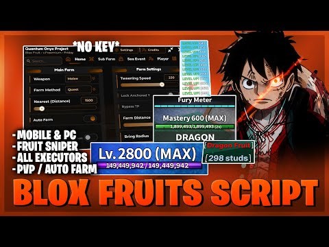 Blox Fruits Script — NO KEY, Auto Farm, Max Level, Fruit Sniper, Auto Skills, Auto Bounty (BEST)