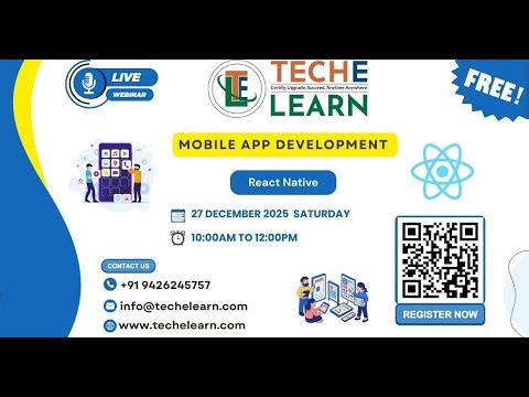 React Native | Mobile App Development | Free Webinar | TechELearn