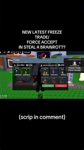 STEAL A BRAINROT | Trade Freeze Script | Auto Ready | Force Accept - Safe No Ban🤑