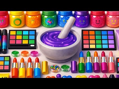 Satisfying DIY Slime ASMR | Mixing Random Pink Makeup Cosmetics Glitters into Glossy Slime