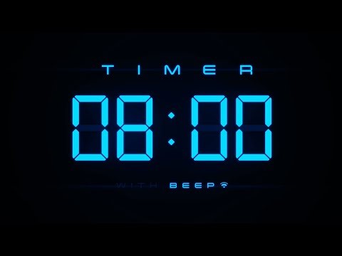 8 Minute Countdown Timer ⏱ Digital Blue Clock with Beeps 💙