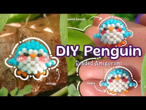 DIY Beaded Penguin Tutorial 🐧 | Seed Bead Amigurumi | Cute Keychain Charm #diy #penguin #tutorial