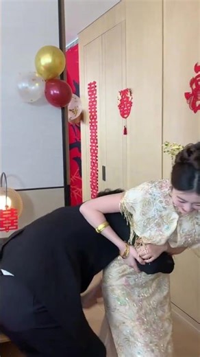 Funny Wedding Door Game 😂 Bride Tries Hard to Block the Groom! #wedding #love #shorts