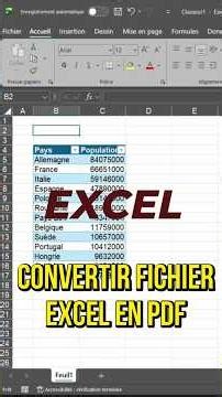 Transformer un fichier Excel en PDF en 1 clic