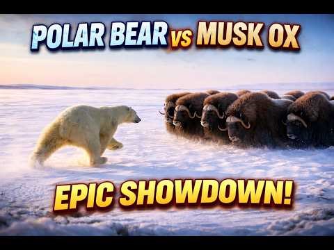 Musk Oxen Form an Unbreakable Circle to Protect Their Calves from Wolves4K