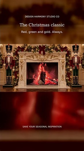 Classic Nutcracker Christmas Fireplace | Red, Green & Gold #Shorts