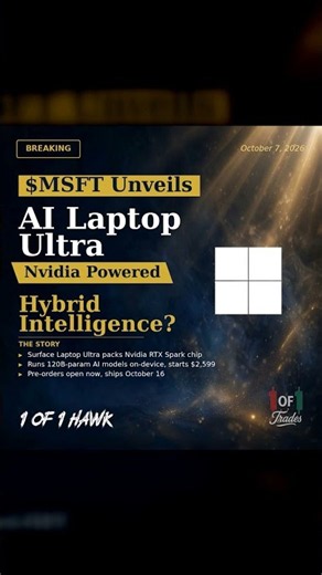 $MSFT: Microsoft x Nvidia unveil AI laptop powered by RTX Spark