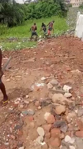 NIGERIA: PYTHON FOR SUPPER Poverty in the country has driven Nigerians to eating anything, from dogs to snakes. Yesterday 3 young men caught a huge python which had just swallowed a goat and made a soup of it.