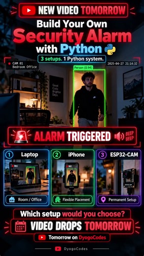 I Built a Security Alarm With Python! 🚨 (Tutorial Tomorrow)