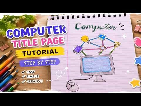 Computer Title Page Tutorial ✨ Easy School Project Drawing #viral #trending #art #video #school #diy