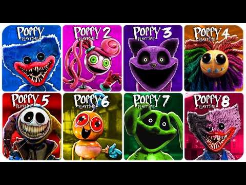 Poppy Playtime: Chapter 1, 2, 3, 4, 5, 6, 7, 8 - ALL Endings & Boss Fights | Poppy 6 + Fangames 4K