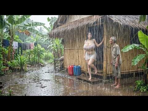 CAN YOU HANDLE THIS? ⛈️ Heavy rain and strong winds in rural Indonesia |Overcome insomnia