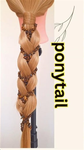 ponytail hair braiding with stone thread| DIY luxury braiding #hairstyle #minmoodo #braids