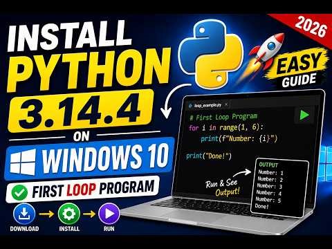 Install Python 3.14.4 on Windows 10 🔥 Step-by-Step + First Loop Program (2026)