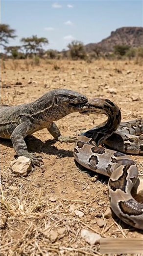 Monitor Lizard vs Python Rare Wildlife Encounter in the Wild Real Footage. #wildlife #animals
