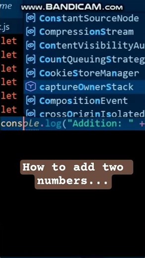 How to add two numbers in JavaScript #webdevelopment #coding #viral #trending #follow
