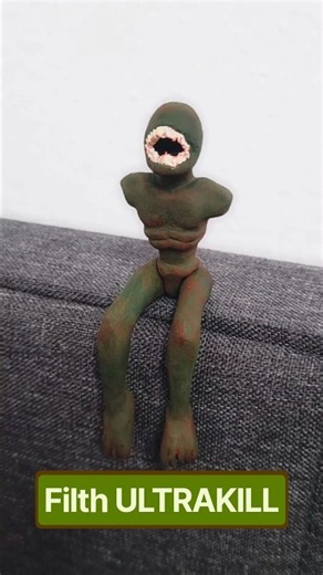 I made a sitting filth from the game #ultrakill out of #clay as a #roomdecor