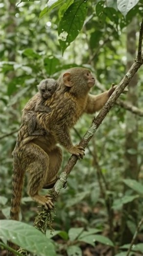 Meet the Pygmy Marmoset: A Father’s Remarkable Forest Mission #PygmyMarmoset #AnimalDiaries #shorts
