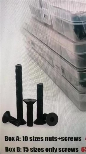 400/1140Pcs M1.6M2 M2.5 M3 M4 M5 10.9 Grade Black Steel Hex Socket Countersunk Head Screw Set Bolt and Nut Washer Assortment Kit | Lazada Malaysia