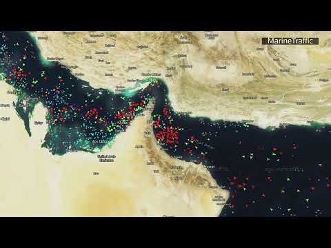 Live ship tracking map showing the Strait of Hormuz