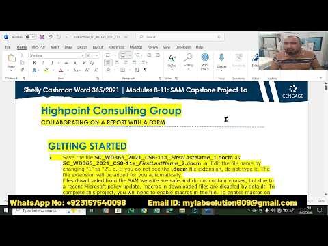 Shelly Cashman Word 365/2021 | Modules 8-11: SAM Capstone Project 1a Highpoint Consulting Group